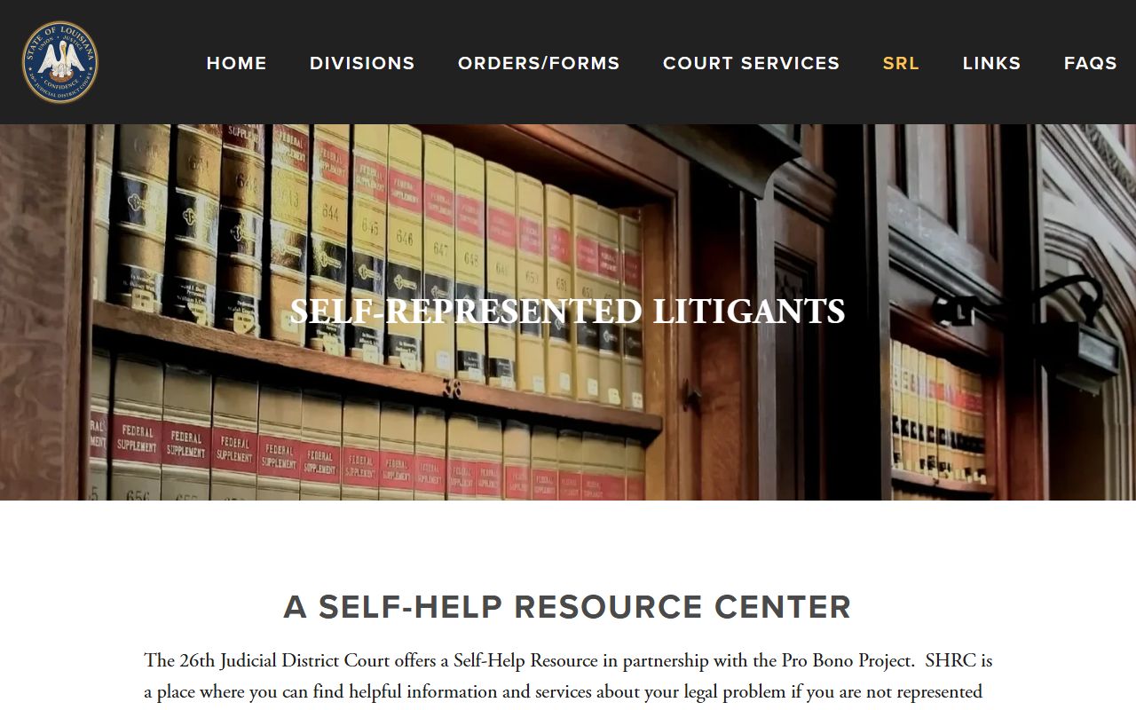 Bossier Parish court dockets 26th JDC self represented resources