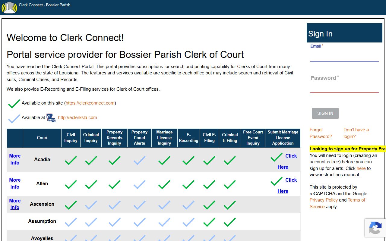Bossier Parish criminal court records criminal eFiling