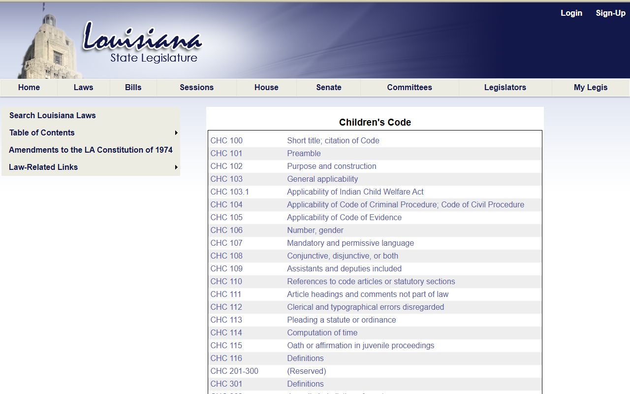 Bossier Parish criminal court records Louisiana Children's Code
