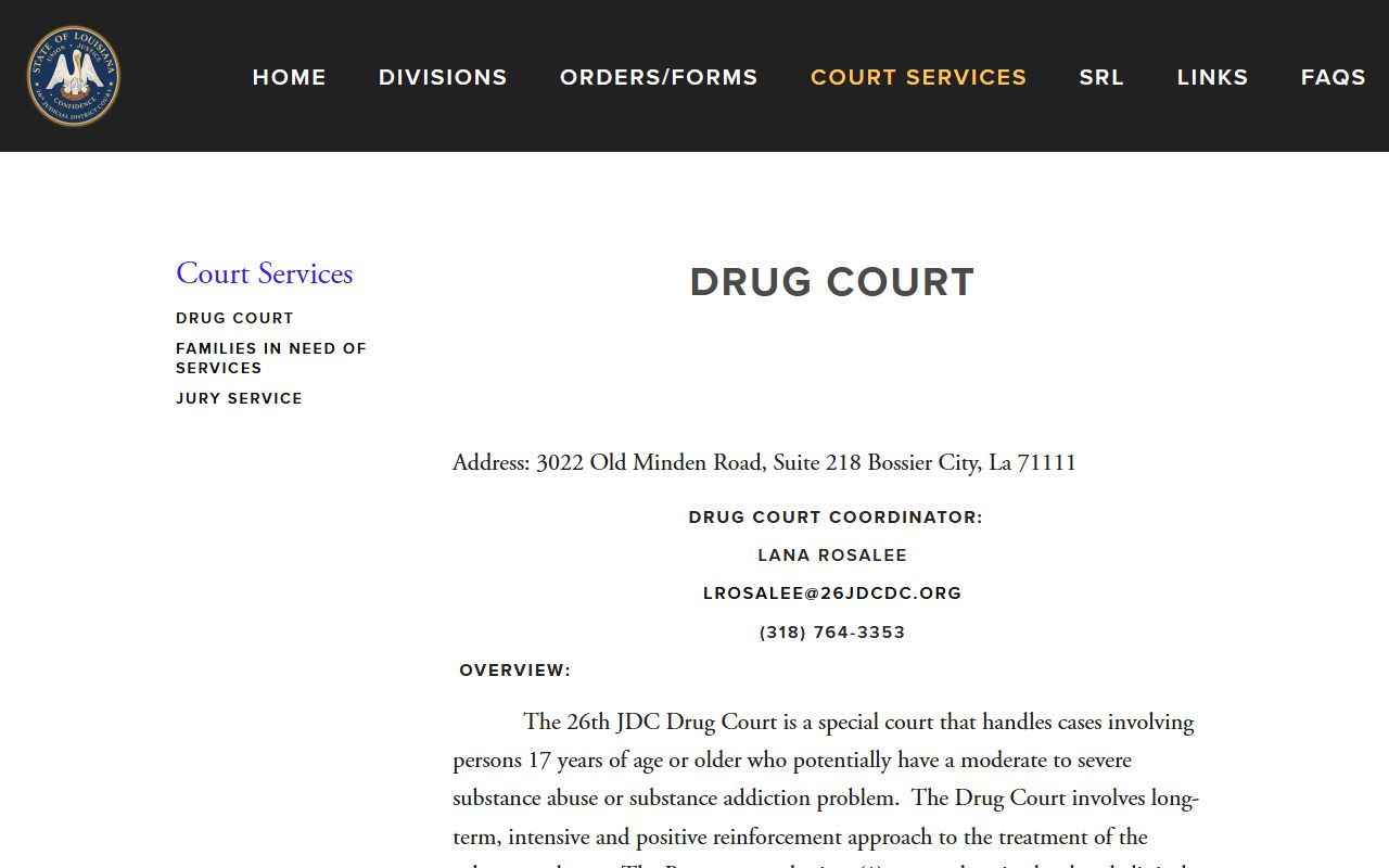 Bossier Parish District Court 26th JDC Drug Court source