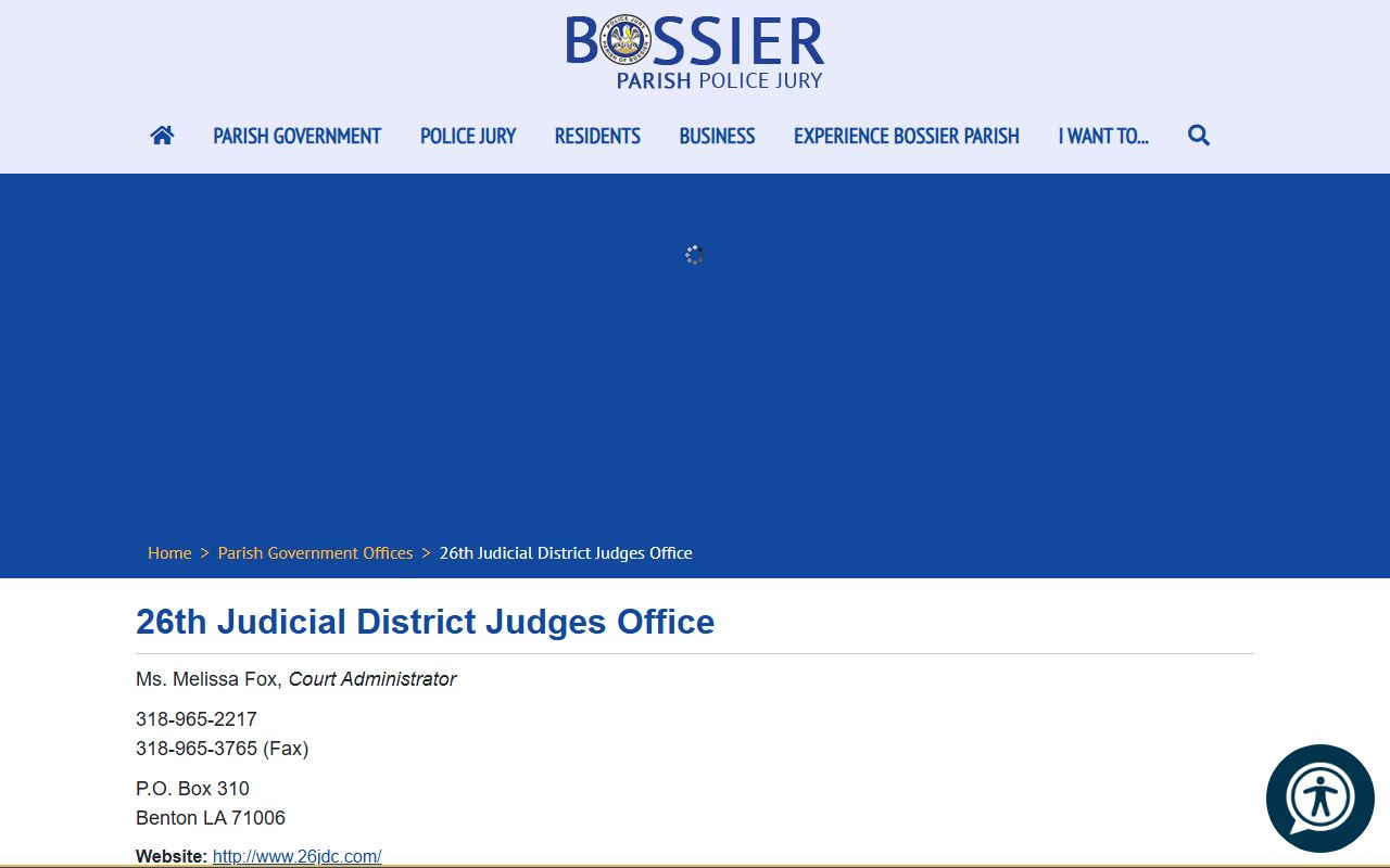 Bossier Parish District Court judges office listing