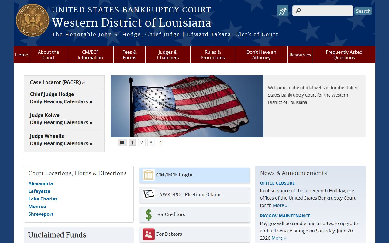 Bossier Parish District Court Western District bankruptcy court