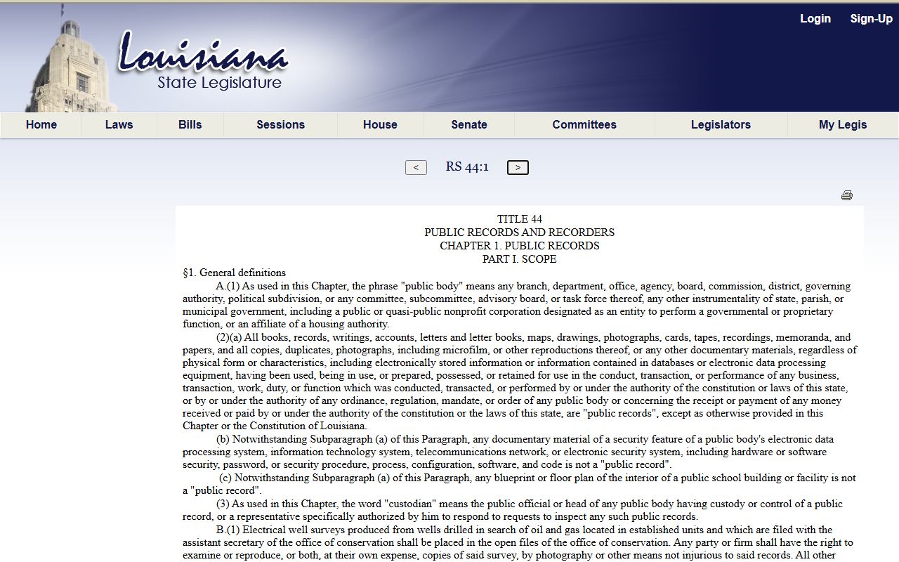 Bossier Parish court records Louisiana public records law