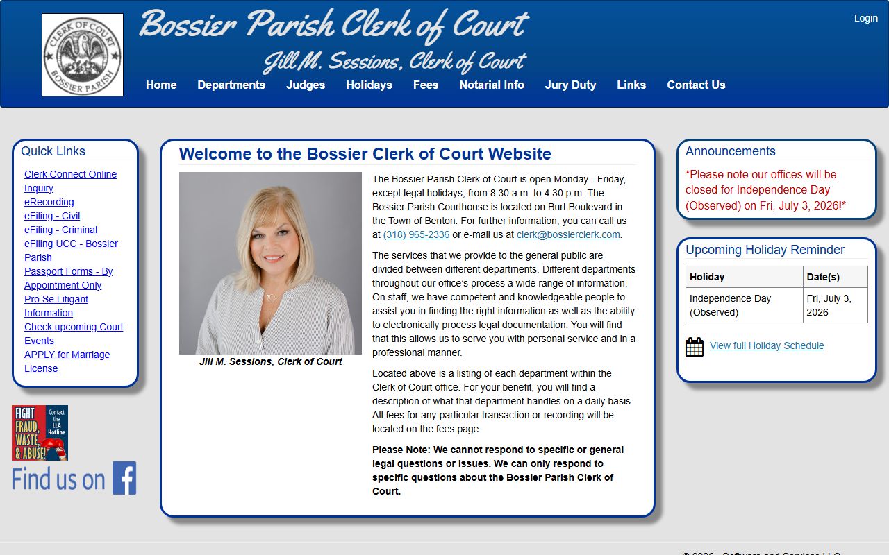 Bossier Parish traffic court records Clerk Connect traffic route
